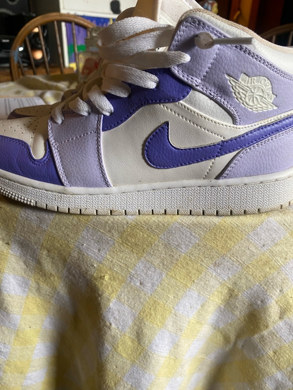 Nike White and Lavender Air Jordan 1 Low